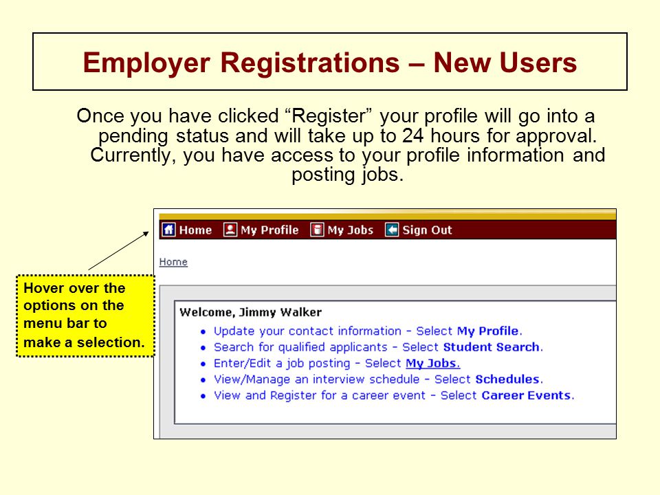 Once you have clicked Register your profile will go into a pending status and will take up to 24 hours for approval.