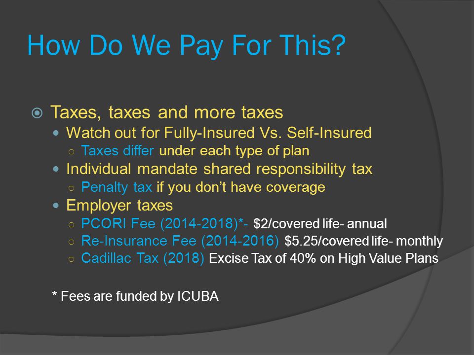 How Do We Pay For This.  Taxes, taxes and more taxes Watch out for Fully-Insured Vs.