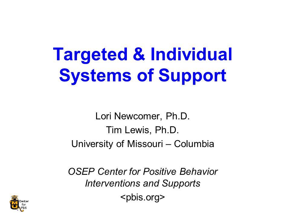 Targeted & Individual Systems of Support Lori Newcomer, Ph.D.