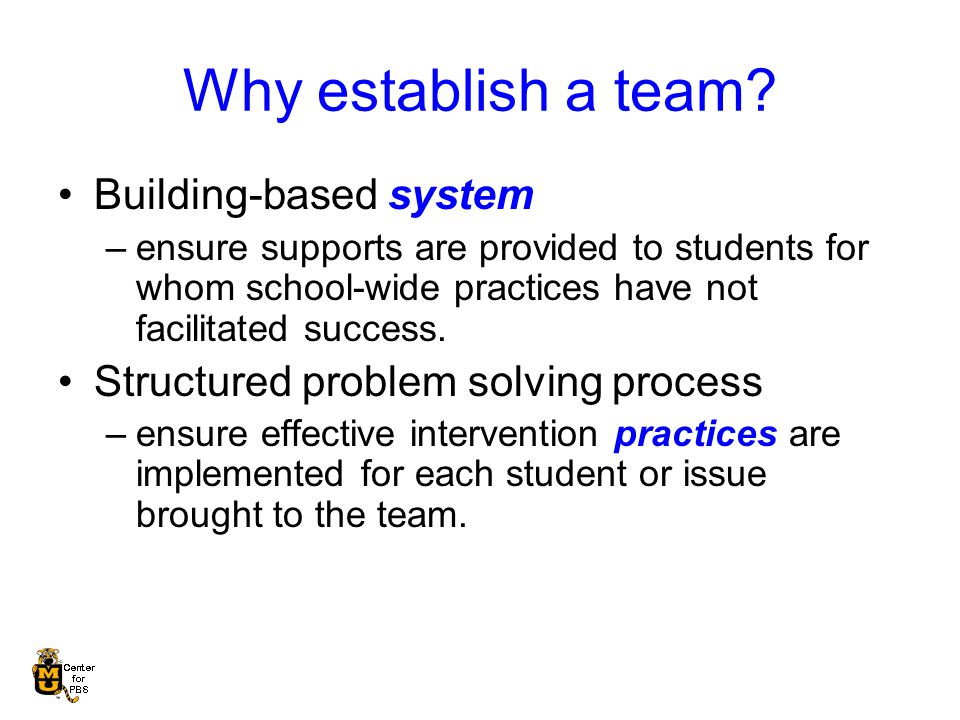 Why establish a team.