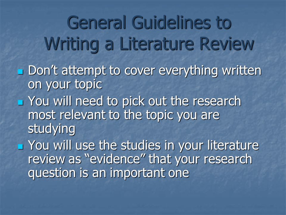 Writing a literature review in social sciences