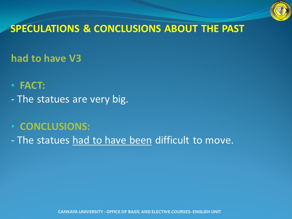 SPECULATIONS & CONCLUSIONS ABOUT THE PAST had to have V3 FACT: - The statues are very big.