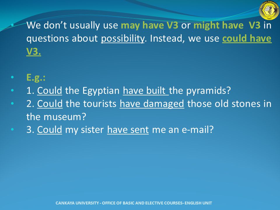 We don’t usually use may have V3 or might have V3 in questions about possibility.