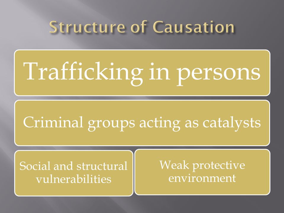 Trafficking in persons Criminal groups acting as catalysts Social and structural vulnerabilities Weak protective environment