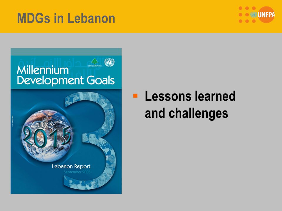 MDGs in Lebanon  Lessons learned and challenges