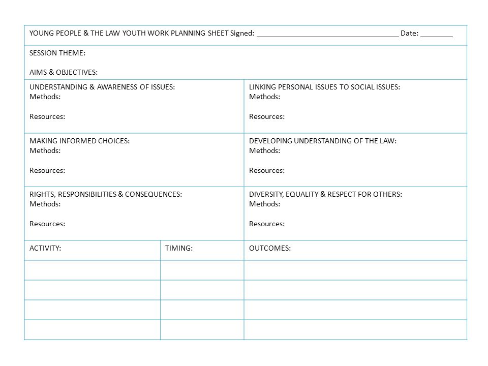 activity planning sheet