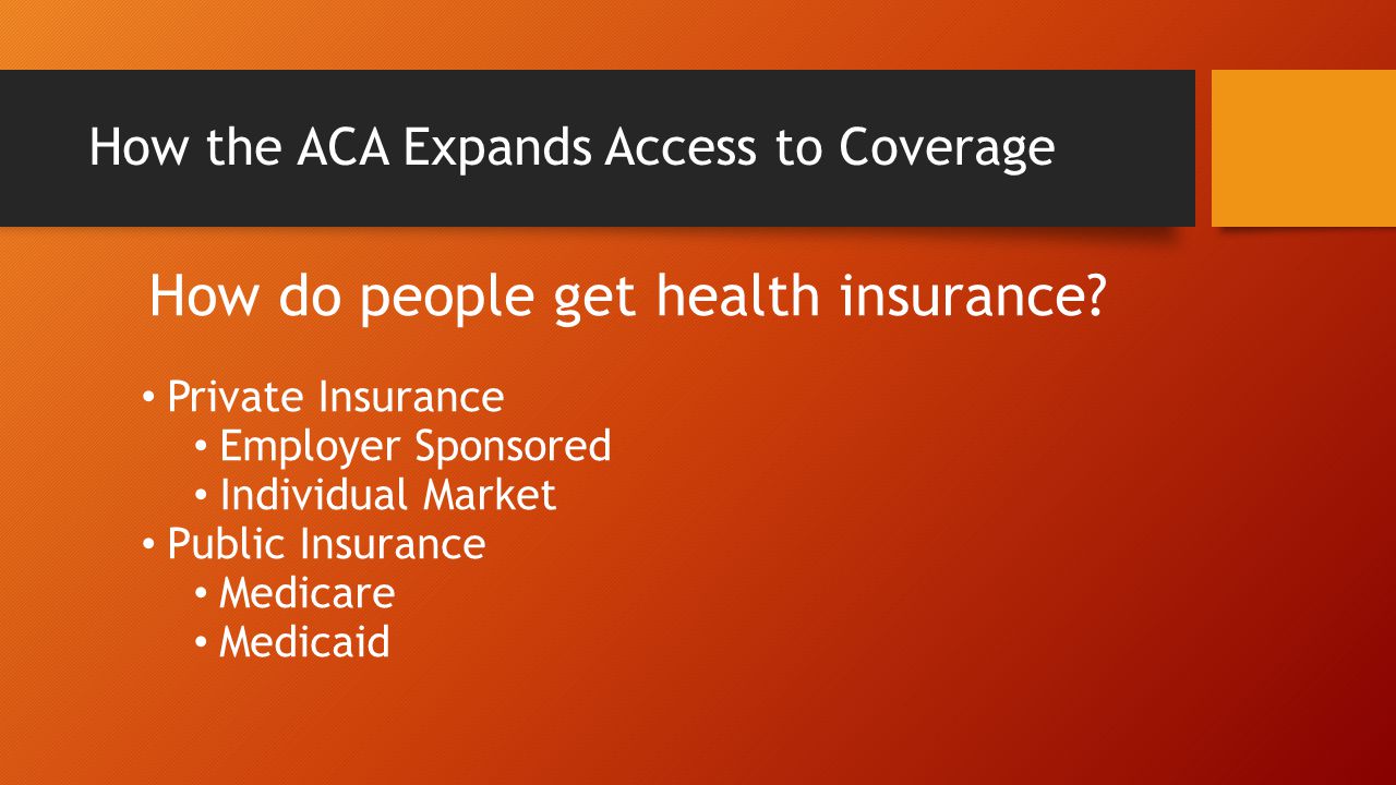 How the ACA Expands Access to Coverage How do people get health insurance.