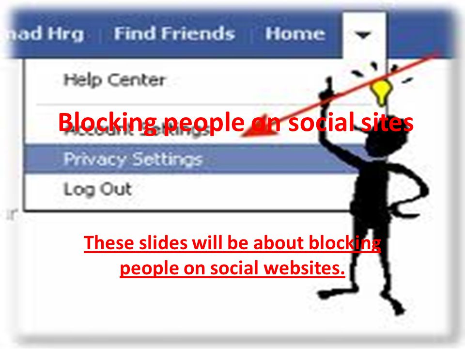 Blocking people on social sites These slides will be about blocking people on social websites.