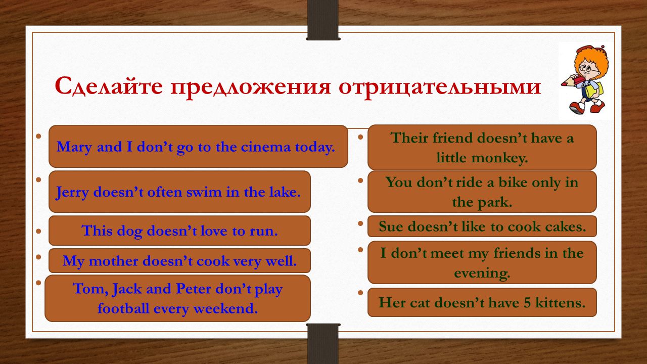 Как по английскому сделать предложения отрицательными Как по английскому сделать предложения отрицательными