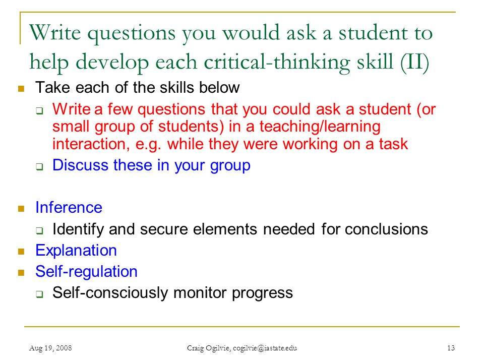 How to Ask Questions that Prompt Critical Thinking - UCD