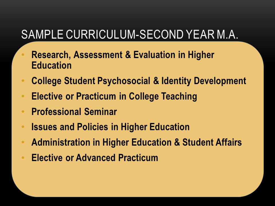 SAMPLE CURRICULUM-SECOND YEAR M.A.