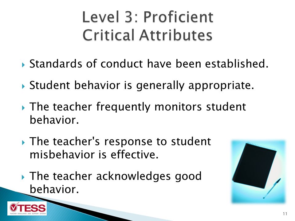  Standards of conduct have been established.  Student behavior is generally appropriate.