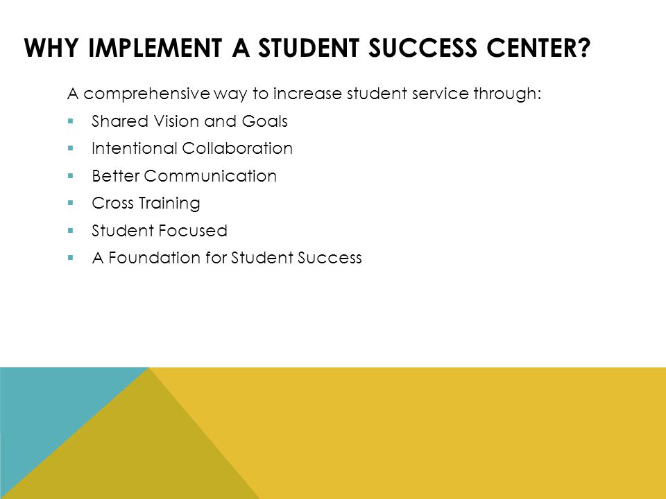 WHY IMPLEMENT A STUDENT SUCCESS CENTER.