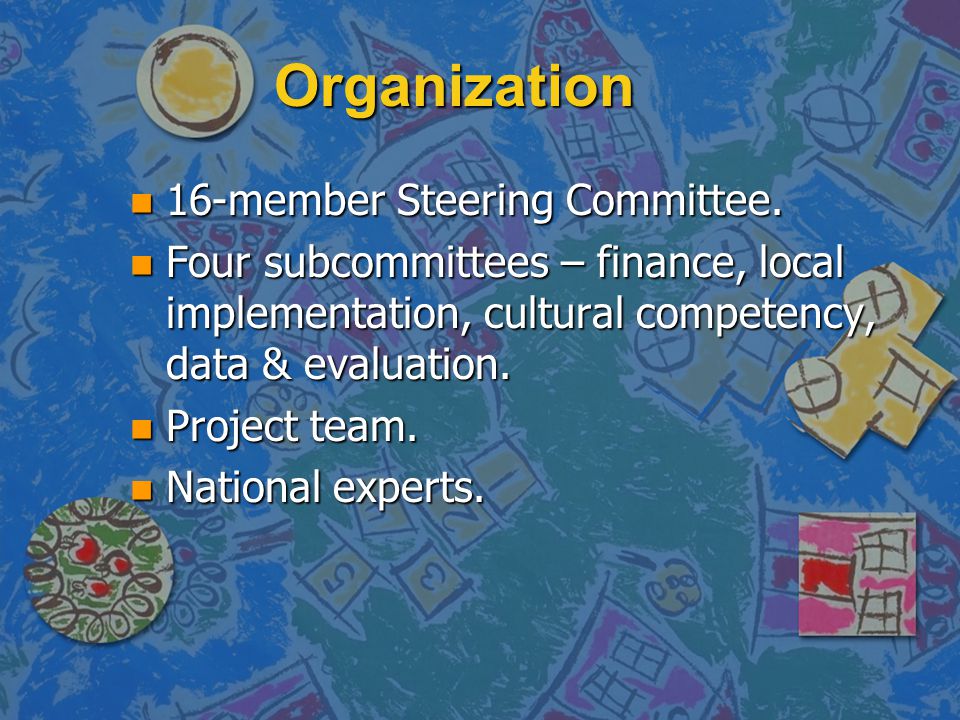 Organization n 16-member Steering Committee.