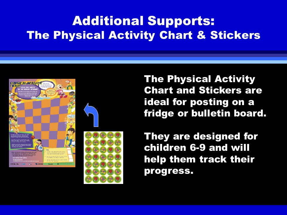 Additional Supports: The Physical Activity Chart & Stickers The Physical Activity Chart and Stickers are ideal for posting on a fridge or bulletin board.