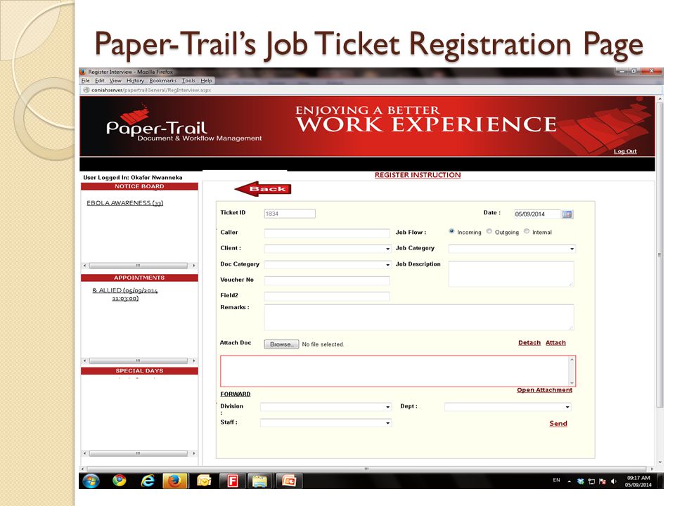 Paper-Trail’s Job Ticket Registration Page