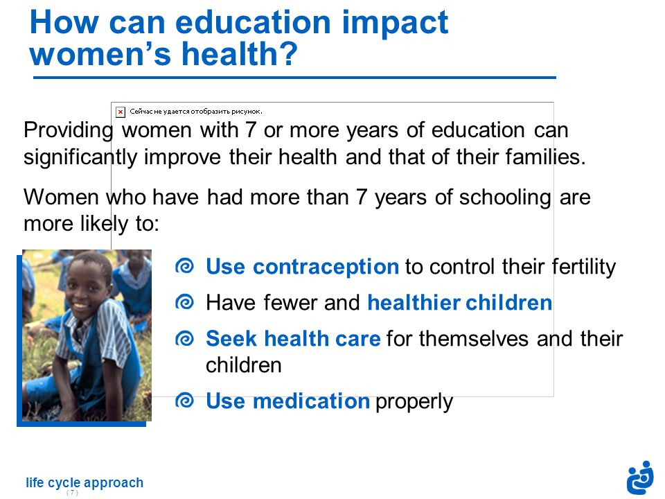 life cycle approach ( 7 ) How can education impact women’s health.