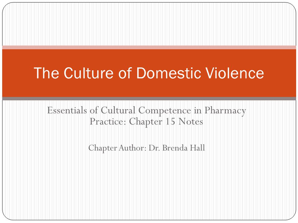 Essentials of Cultural Competence in Pharmacy Practice: Chapter 15 Notes Chapter Author: Dr.