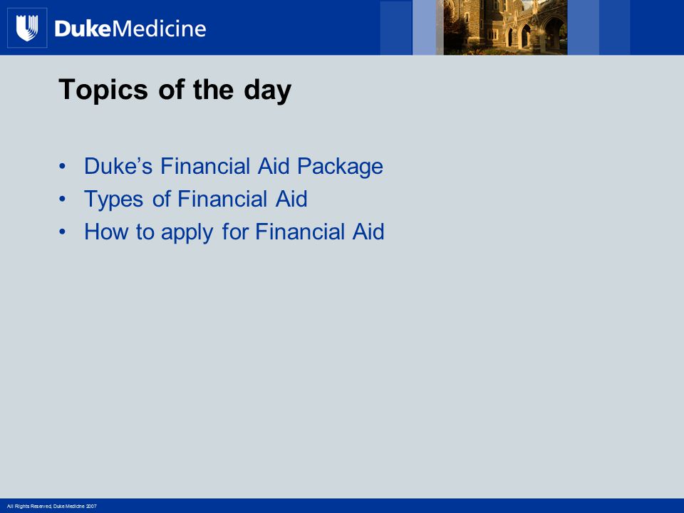 Duke University School Of Medicine - Presentation "Office of Financial Aid Duke University School of ...