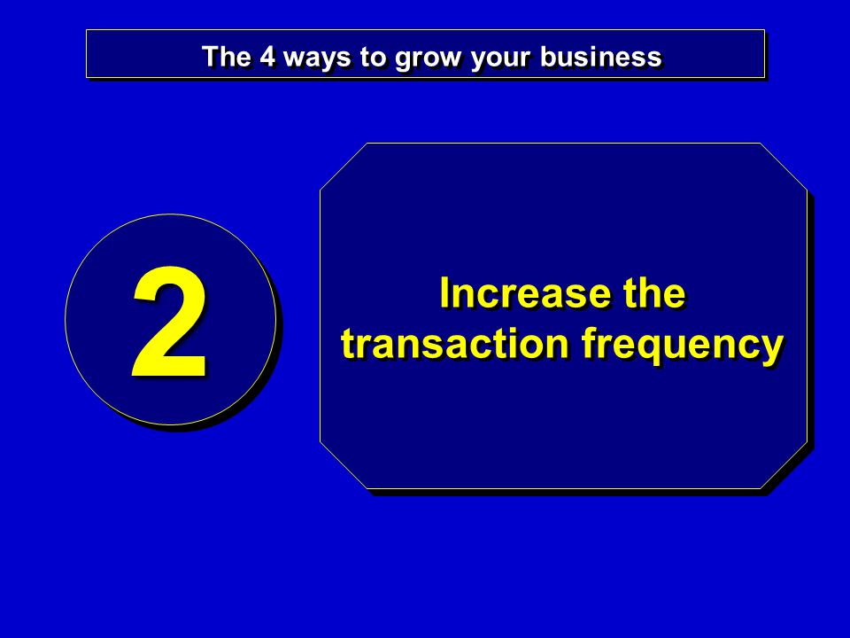 The 4 ways to grow your business 22 Increase the transaction frequency
