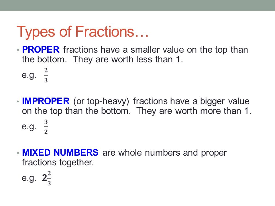 Types of Fractions…