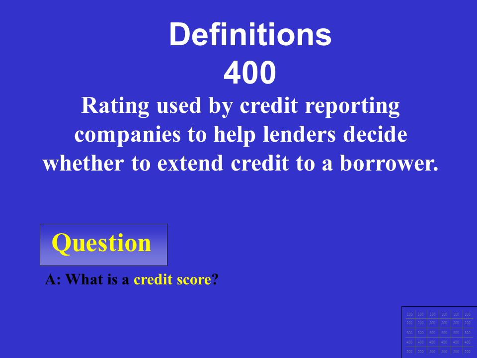Question A: What is a credit history.