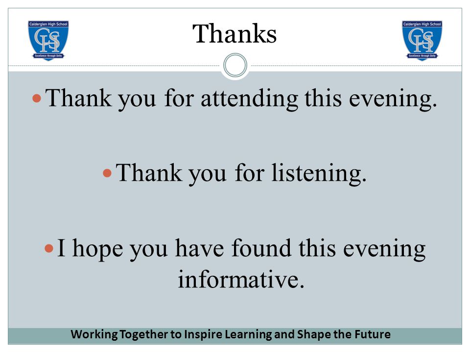 Thanks Thank you for attending this evening. Thank you for listening.