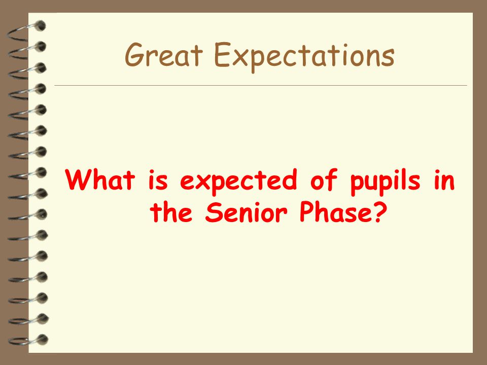 Great Expectations What is expected of pupils in the Senior Phase