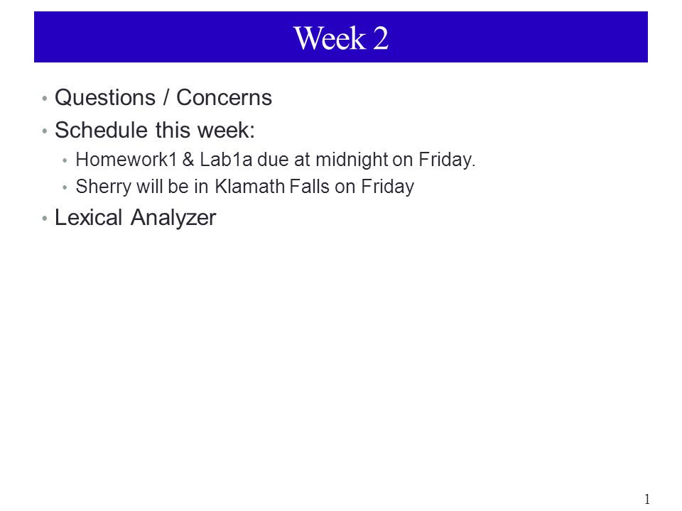 1 week schedule