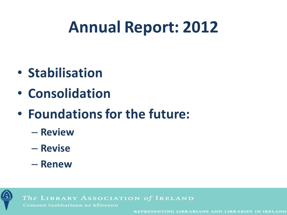 Stabilisation Consolidation Foundations for the future: – Review – Revise – Renew
