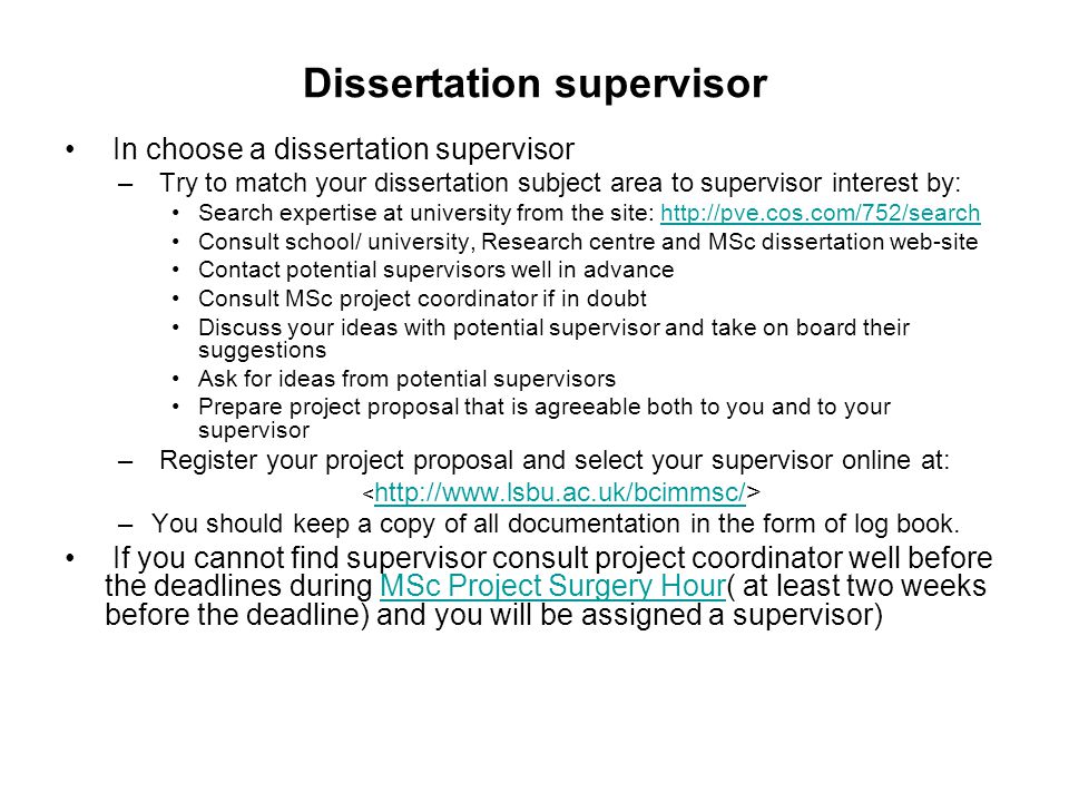 Dissertation Supervisor Role