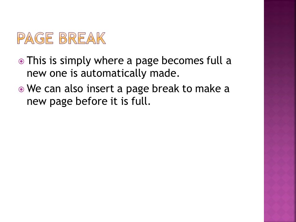  This is simply where a page becomes full a new one is automatically made.