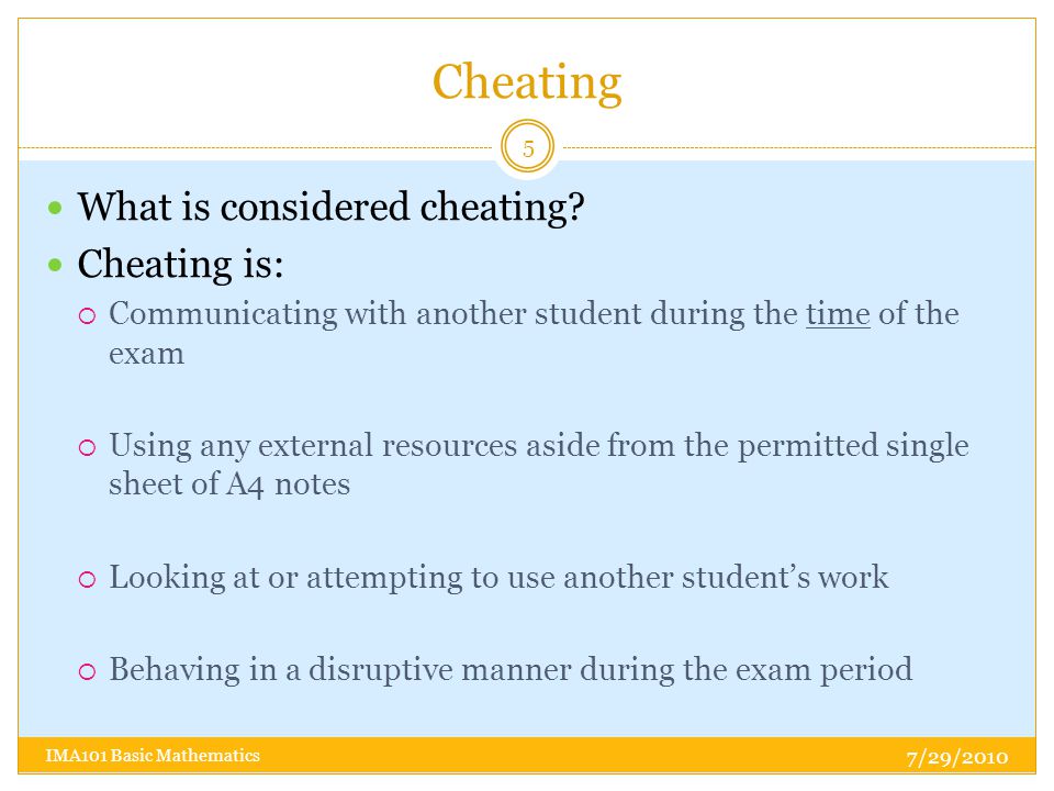 Cheating What is considered cheating.