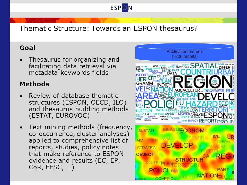 Thematic Structure: Towards an ESPON thesaurus.
