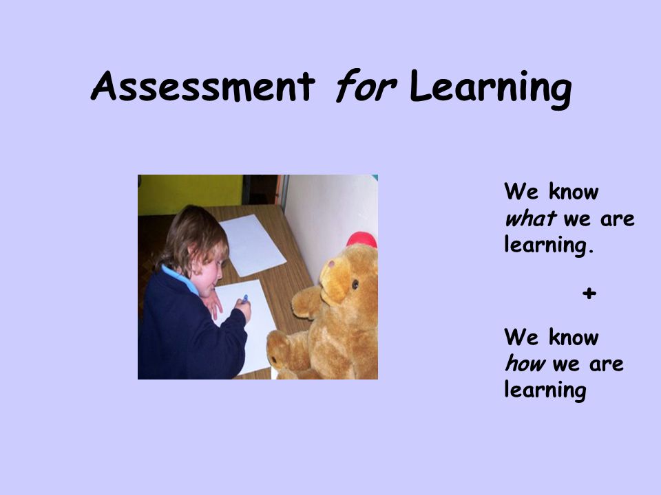 Assessment for Learning We know what we are learning. + We know how we are learning