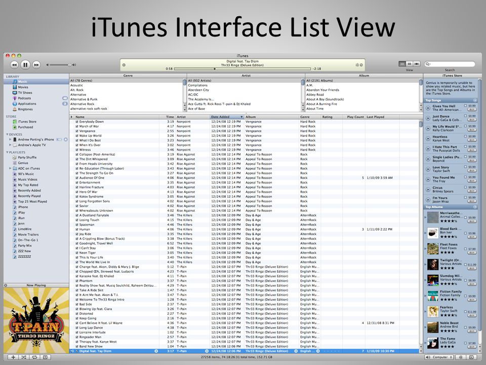 iTunes Interface List View