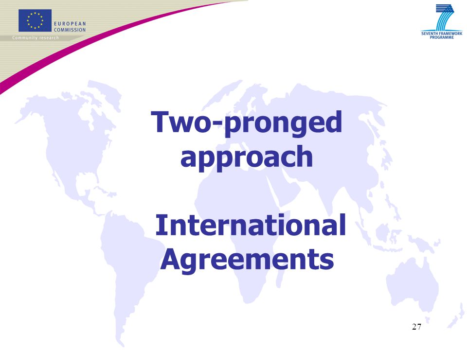 27 Two-pronged approach International Agreements