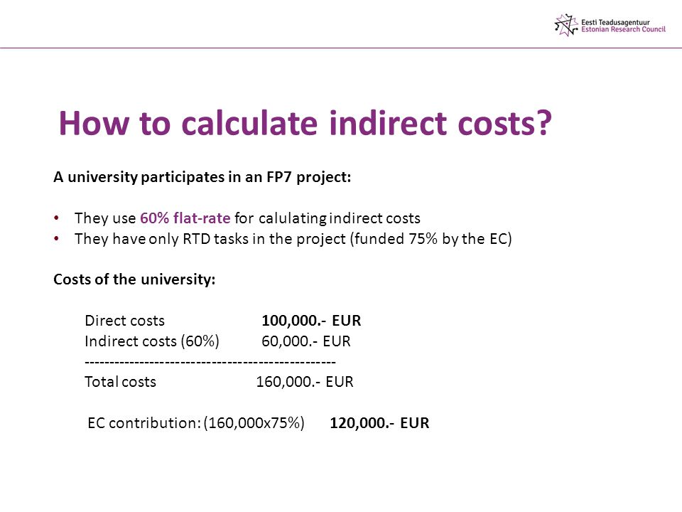 How to calculate indirect costs.