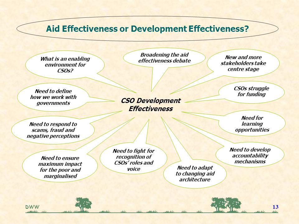DWW 13 Aid Effectiveness or Development Effectiveness.