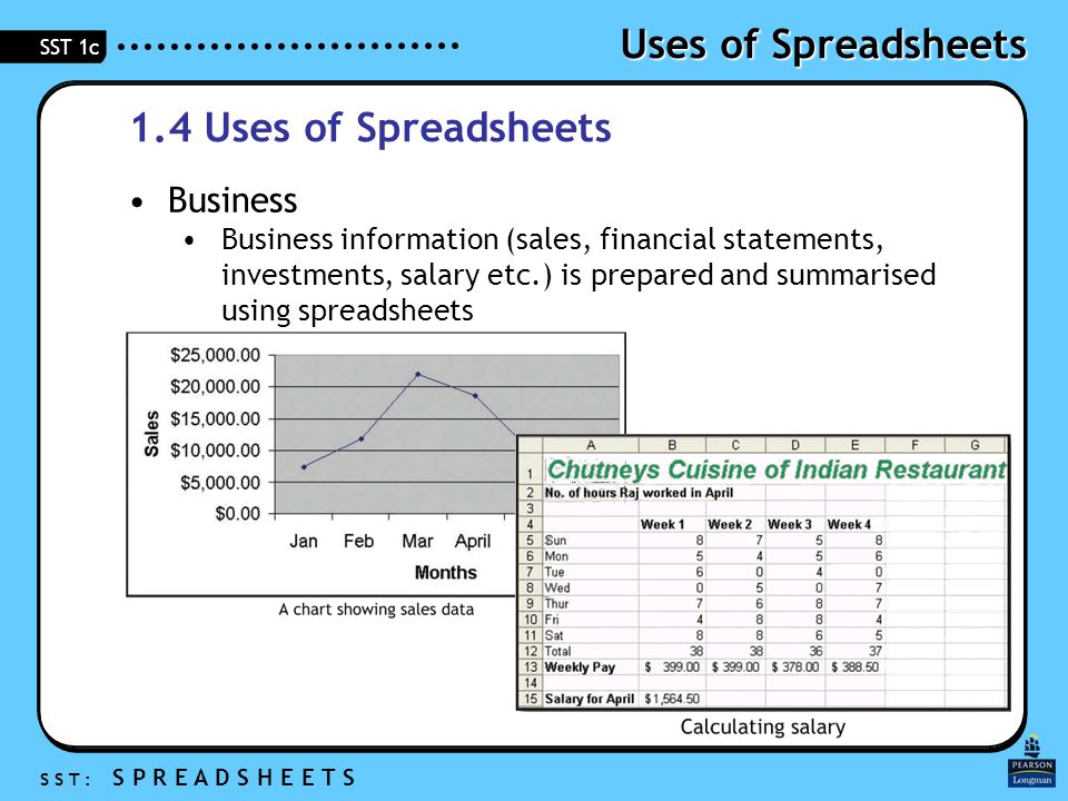 uses of spreadsheets s s t s p r e a d s h e e t s sst 1c spreadsheets for business