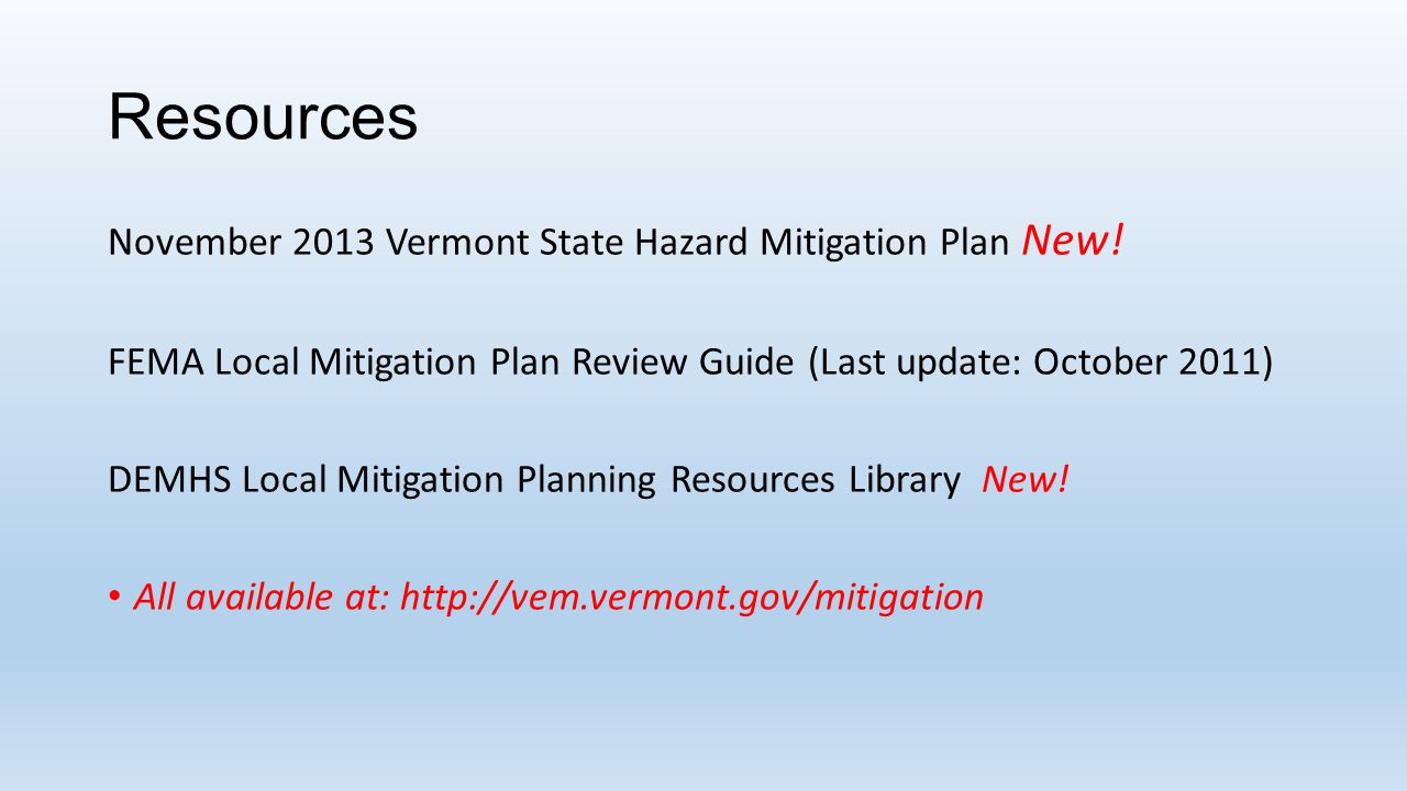 Resources November 2013 Vermont State Hazard Mitigation Plan New.
