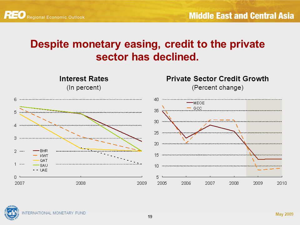 INTERNATIONAL MONETARY FUND May Despite monetary easing, credit to the private sector has declined.