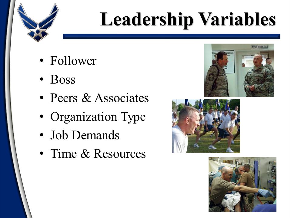 Follower Boss Peers & Associates Organization Type Job Demands Time & Resources Leadership Variables