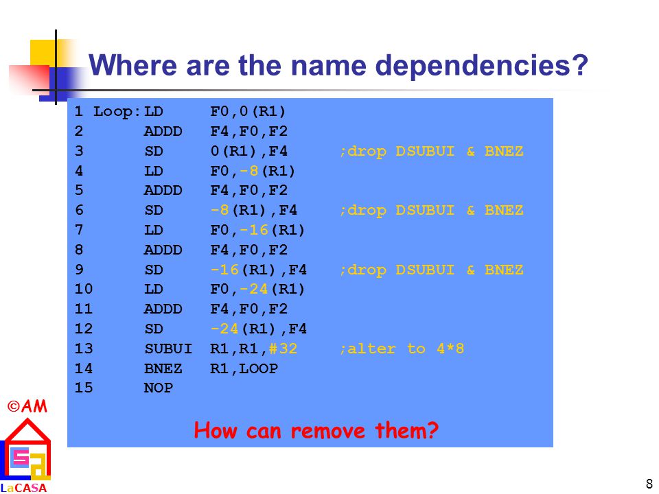  AM LaCASALaCASA 8 Where are the name dependencies.