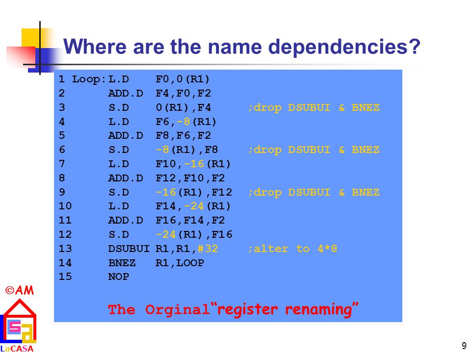  AM LaCASALaCASA 9 Where are the name dependencies.