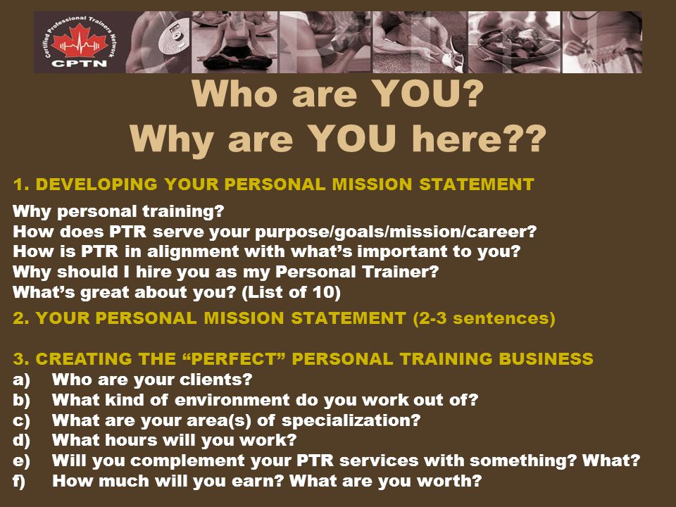 Personal trainer mission statement example