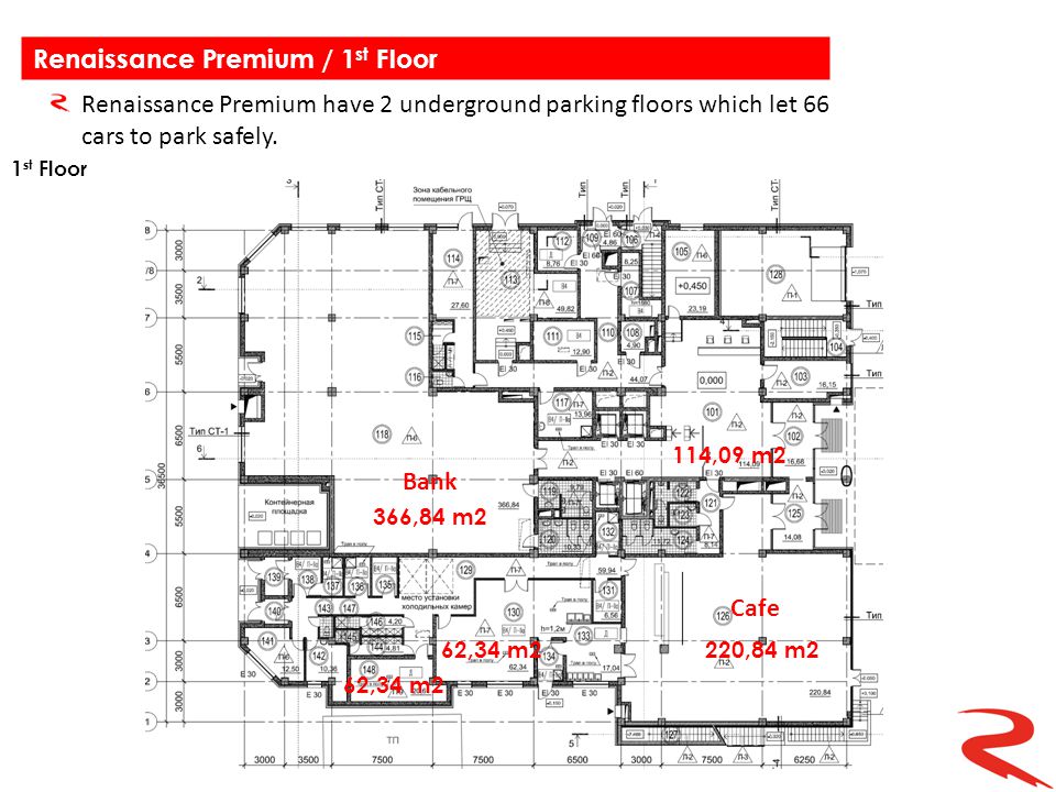 366,84 m2 114,09 m2 220,84 m262,34 m2 Renaissance Premium have 2 underground parking floors which let 66 cars to park safely.