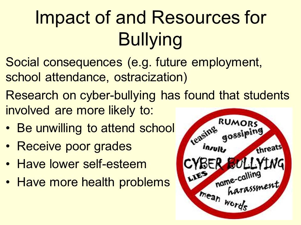 Impact of and Resources for Bullying Social consequences (e.g.
