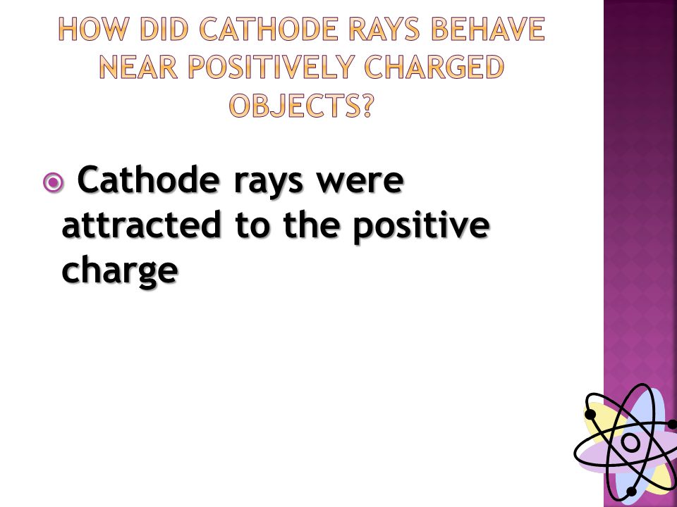  Cathode rays were attracted to the positive charge