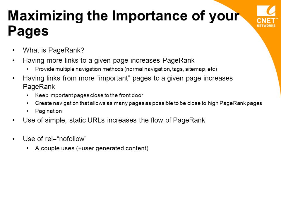 Maximizing the Importance of your Pages What is PageRank.